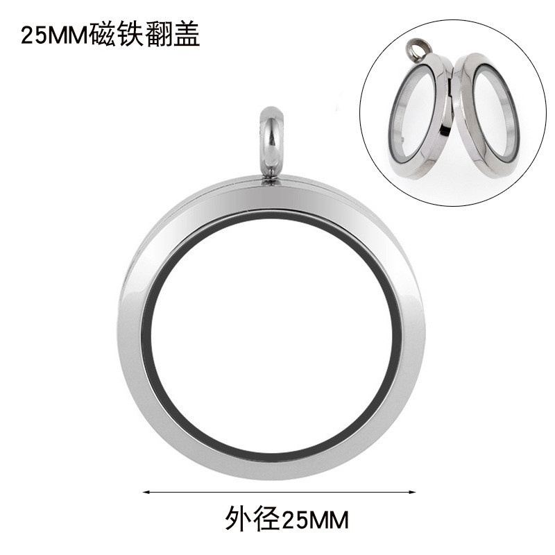 สแตนเลสแก้วสร้อยคอเฟสกรณีพนังแม่เหล็กเปิดรอบเรียบลอยล็อคสร้อยคอ ราคา ถูกที่สุด ดีลบีเคเค แกลเลอรีภาพที่ 9