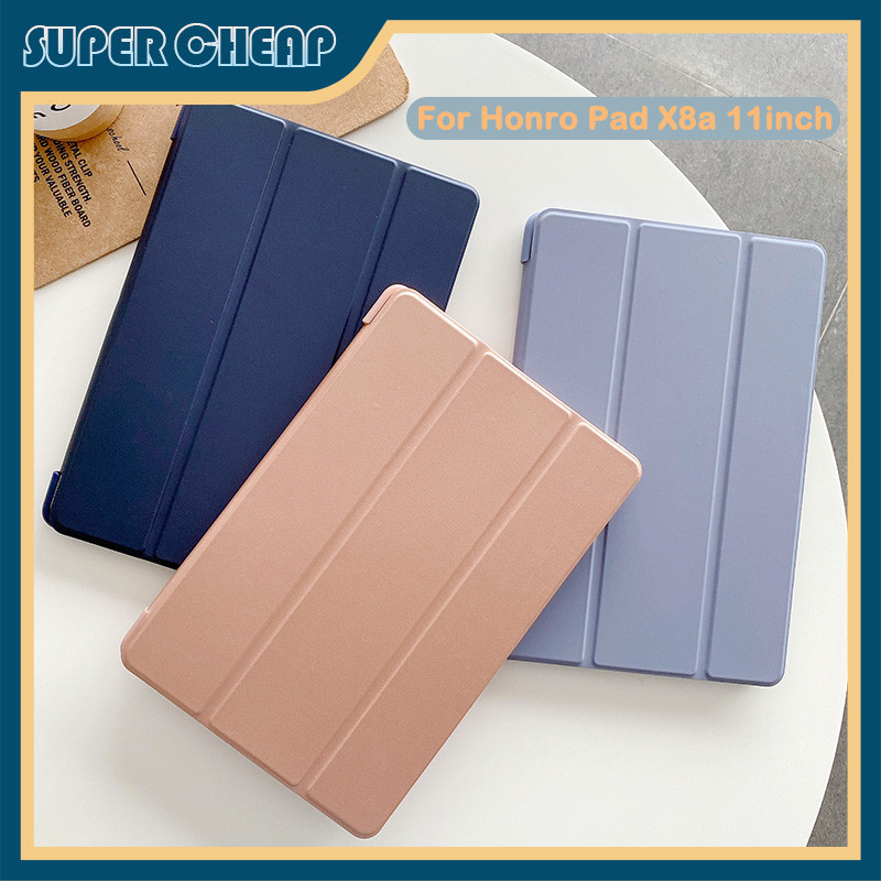 สําหรับ Honor Pad X8a 11 นิ้ว 2024 Tri-fold PU เคสหนัง Soft TPU ฝาหลัง