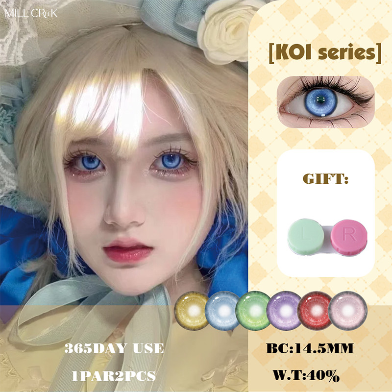Mil CREEK คอนแทคเลนส์แบบนุ่ม Koi Series เส้นผ่านศูนย์กลางขนาดใหญ่ 1 Par 2 ชิ้นฮาโลวีน 1 ปีใช้