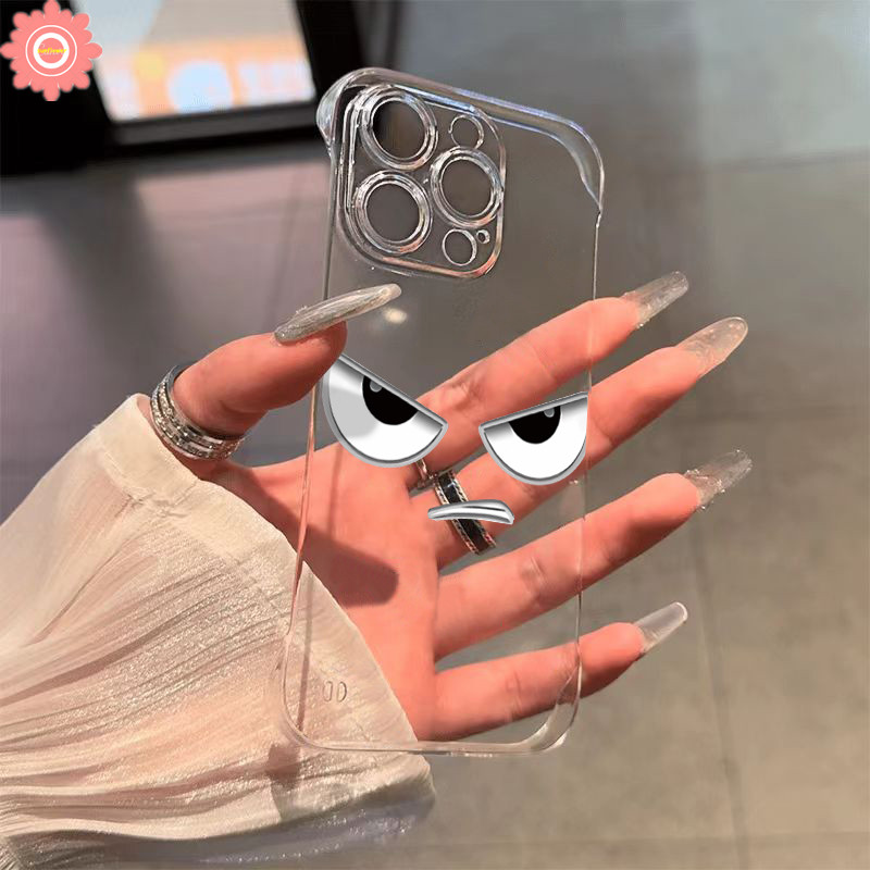 Creative Simplesการ์ตูนตลก Angry Face CaseสําหรับIPhone 16 15 11 13 14 12 Pro Max 13 16 7 14 15 12 Plus XR X XS Max SE 2022 Frameless Ultra-thinโปร่งใสHard Case