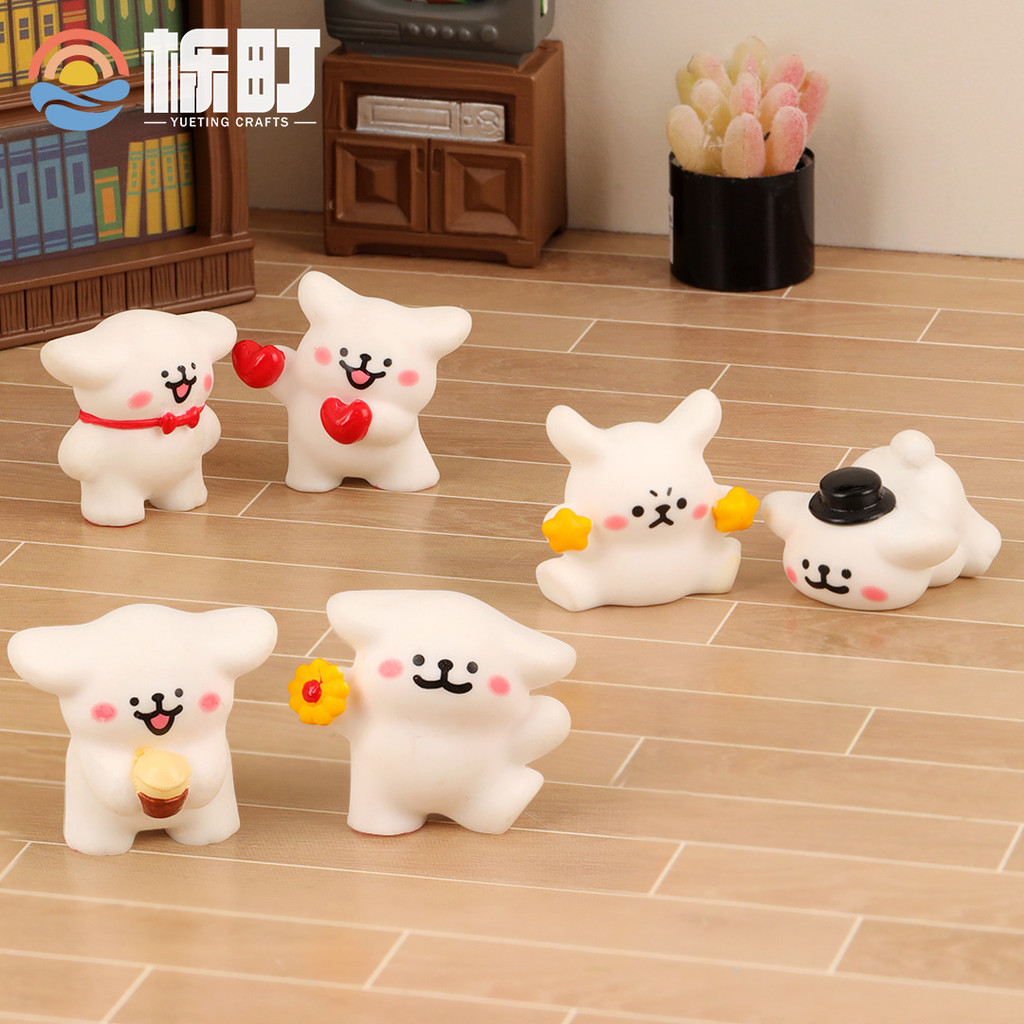 6 ชิ้นน่ารัก 3D White Dog เรซิ่น Charm สําหรับ DIY (Z-8)