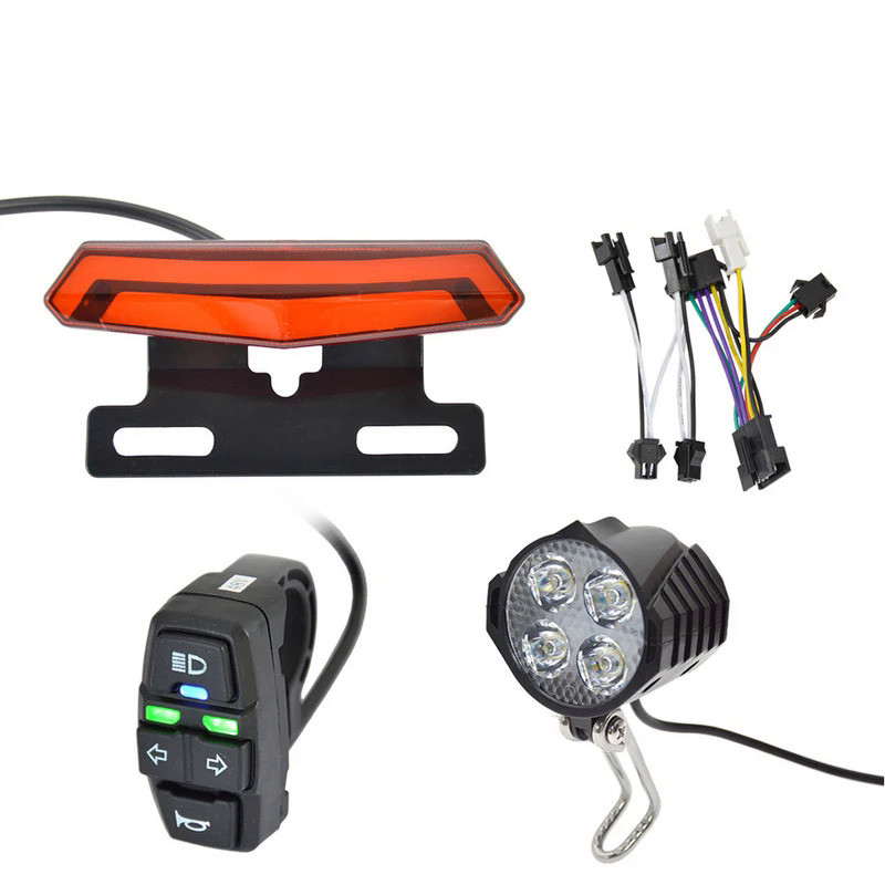1 Set 24-48v Multifunctional E-bike Headlight Turn Signal Rear Light With Switch For Electric Bike S