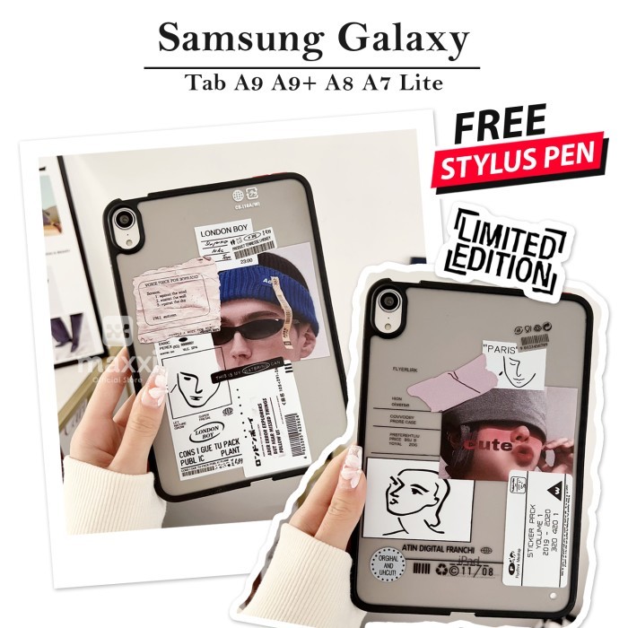SAMSUNG Hybrid Tab A9 A9 + Retro Aesthetic Label CaseอะคริลิคปลอกSamsung Galaxy Tab A9 A9 + Plus A8 