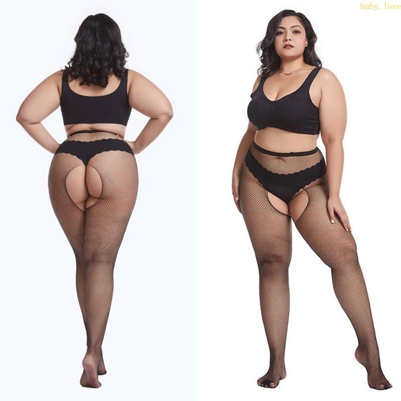 Blove * ผู้หญิง Plus ขนาดสีดํา Fishnet Pantyhose เอว Sheer ตาข่ายสุทธิ Tights ถุงน่อง Crotchless ชุดชั้นใน Clubwear