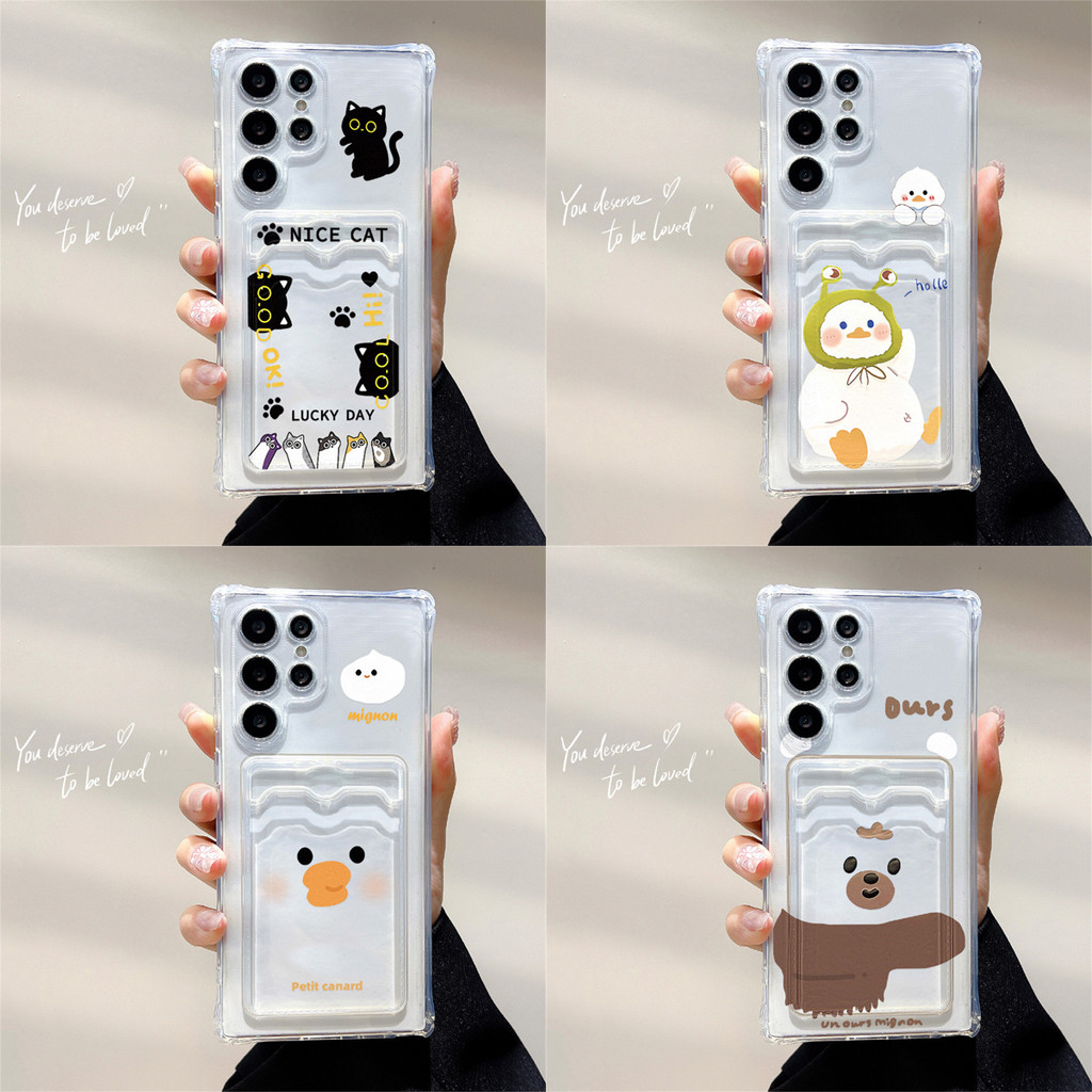 Soft ช่องใส่บัตร เคสทรศัพท์ For Vivo V30 Pro Y17S Y20 Y21 2021 Y22 Y36 Y02S Y100 Y03 Y16 Y11 Y15 4G 5G สัตว์ กันกระแทก