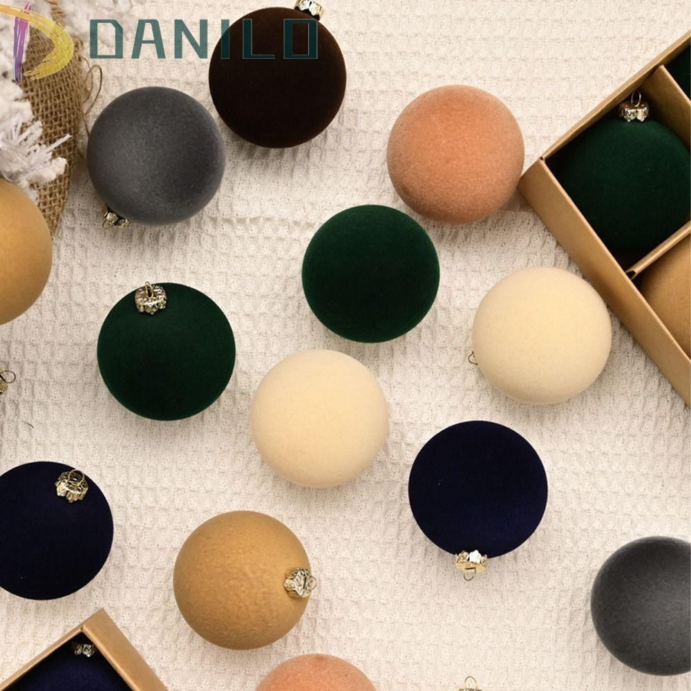 Danilo 12pcs Christmas Balls เครื่องประดับ, Reusable 6 ซม.กํามะหยี่ Christmas Ball จี้,คริสต์มาสของขวัญลูก DIY Flocked Shatterproof Xmas Tree แขวนเครื่องประดับบ้านใหม่ปีของขวัญ