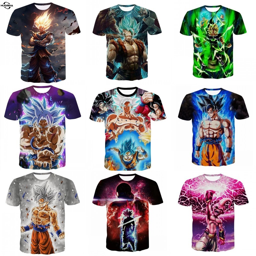 เสื้อยืด3D ลายอนิเมะดราก้อนบอลสำหรับเด็กแฟชั่น goku, Bulma & vegeta Crystal Tops