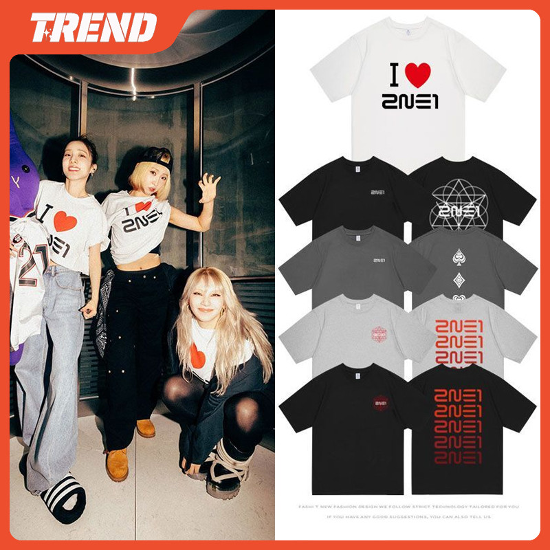 Kpop 2NE1 WELCOME BACK Concert Merch ผ้าฝ้ายเสื้อยืด Unisex Bom Dara CL Minzy พิมพ์แขนสั้นด้านบน Plus ขนาดวินเทจสไตล์เกาหลีแฟชั่นหลวม Street เสื้อลําลอง Tee