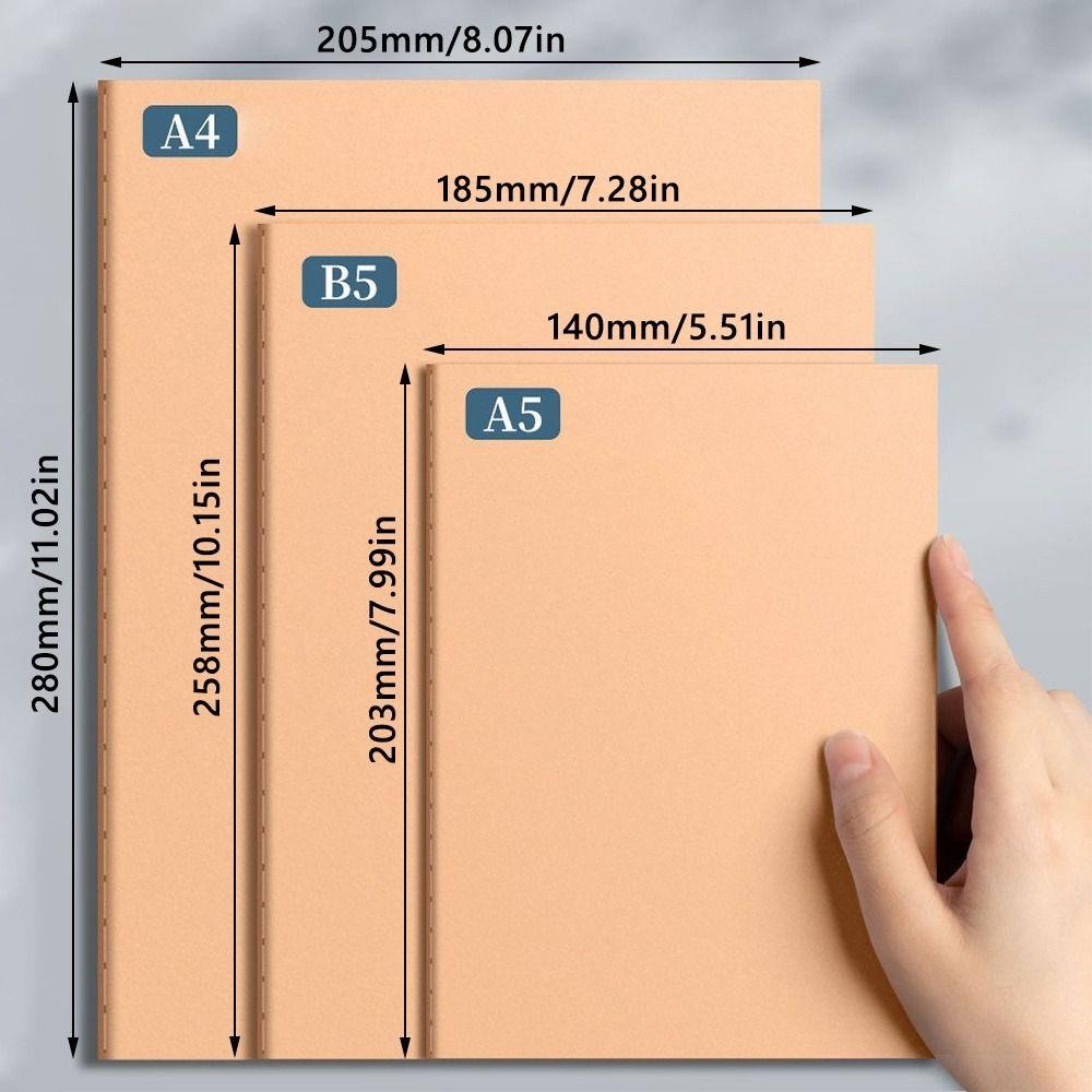สมุดไดอารี่ GRADAK, ปกคราฟท์ A4/A5/B5 โน๊ตบุ๊ค, ตารางแบบพกพา/Lined/Blank Sketchbook ของขวัญ