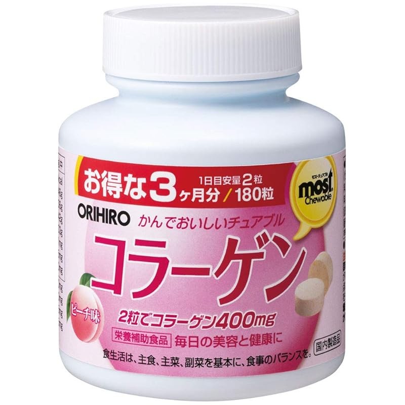 《JAPAN》★Orihiro MOST Chewable Collagen 180 tablets 90 days supply Collagen Peptide L-Arginine L-Prol