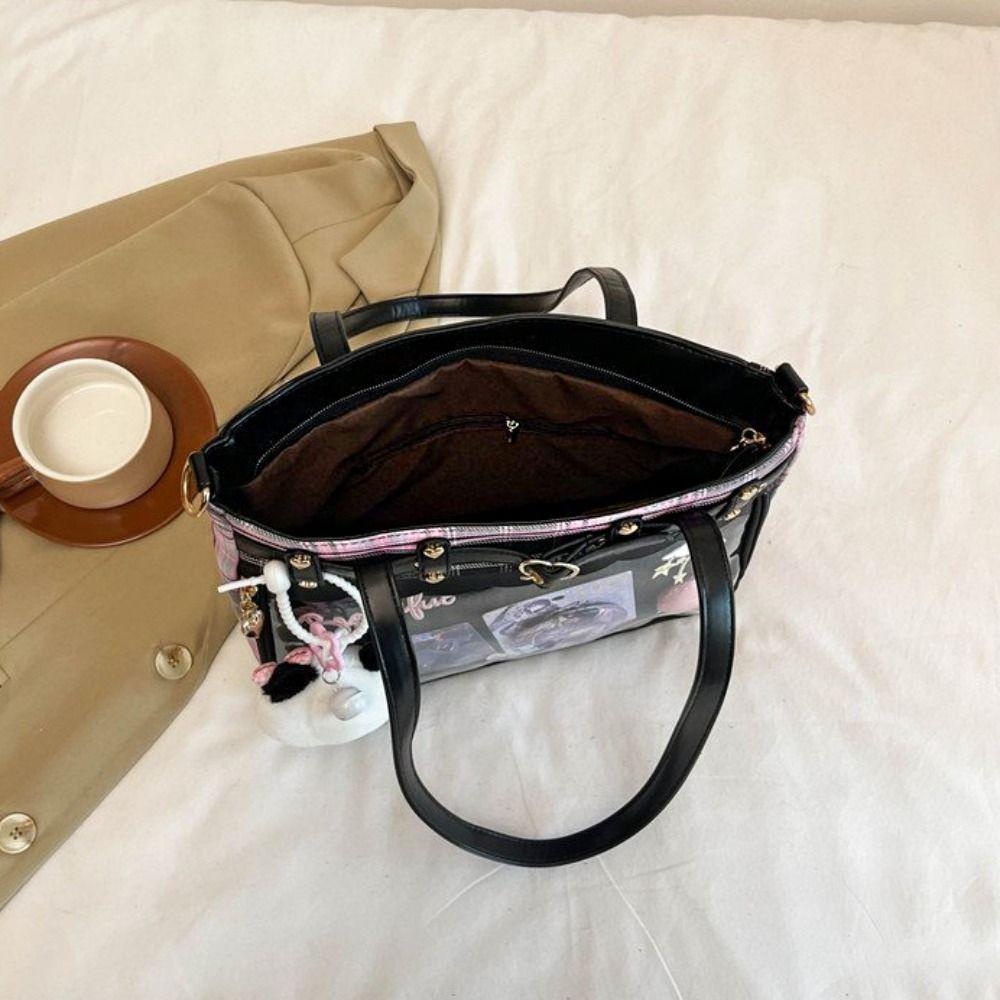 Lilyes การ์ตูนอะนิเมะ Itabag, Y2K ความจุขนาดใหญ่ JK Crossbody กระเป๋า, กระเป๋าเป้สะพายหลังหวาน Kawaii ตุ๊กตาป้ายจอแสดงผลกระเป๋าสะพายโปร่งใสของขวัญวันเกิด