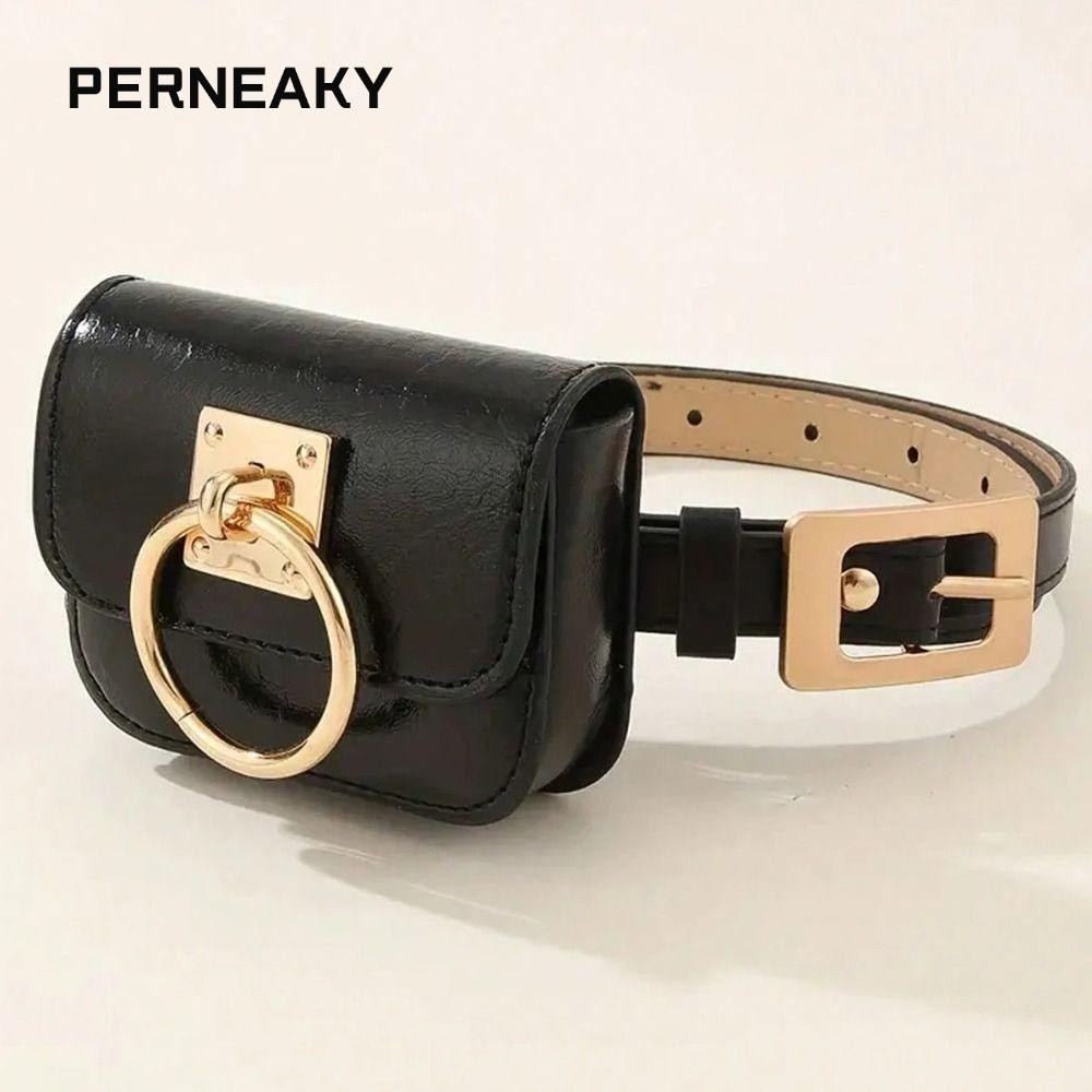 Perneaky กระเป๋าเข็มขัดวินเทจผู้หญิง,กระเป๋าคาดเอวเดินทางหนัง PU Gothic Fanny Packs, Punk Square Heart Y2K สไตล์เข็มขัดหัวเข็มขัดโลหะสีดํา