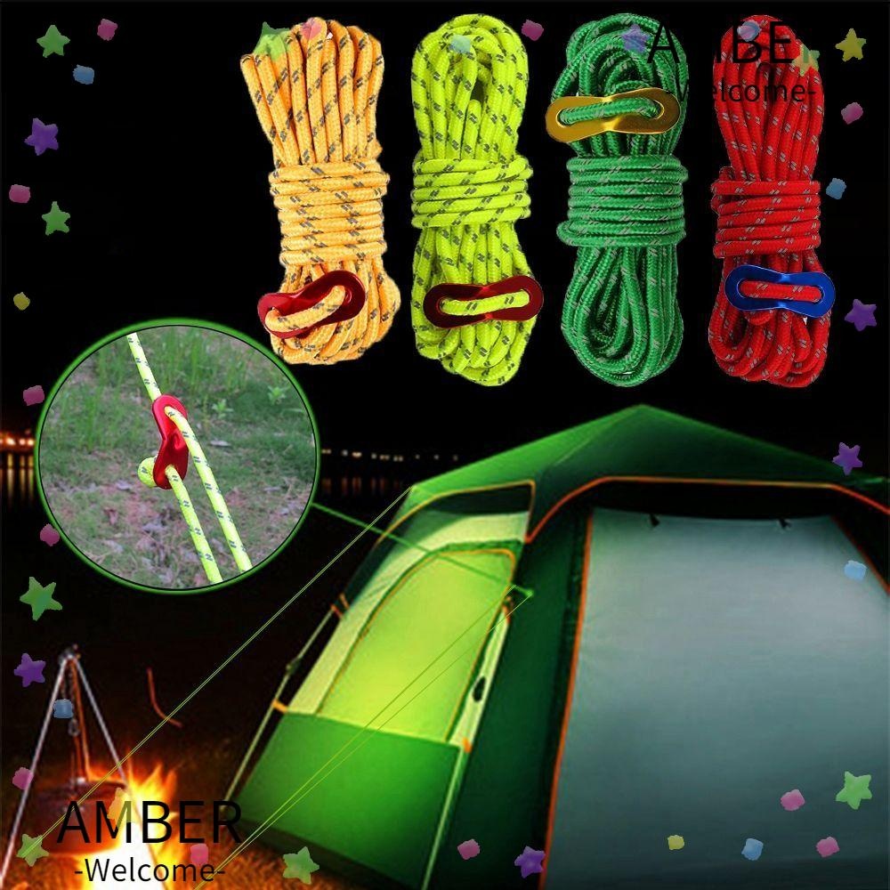 Amber เชือกลม, 10 สี PP โพลีเอสเตอร์ Luminous Paracord เชือก, คุณภาพสูง 4 เมตร 4 มม.เต็นท์อุปกรณ์เสริม Camping
