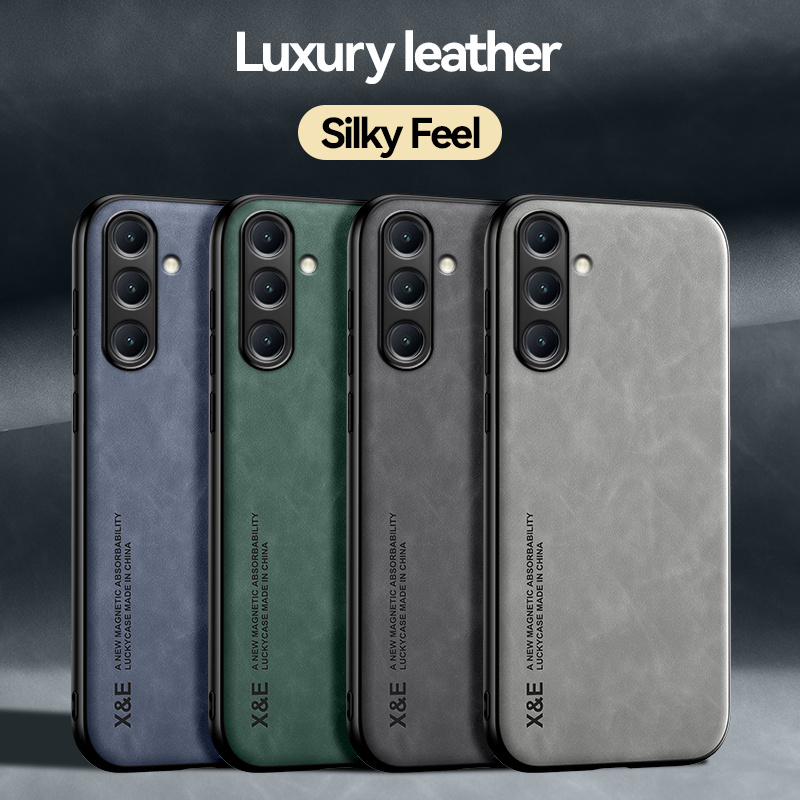 Samsung S24 FE 5G สําหรับ Samsung Galaxy S24 FE S23FE S24FE 5G 2024 เคสโทรศัพท์ฝาหลังกันชนกันกระแทกหนังหรูหราไม่มีลายนิ้วมือ Anti Drop Soft TPU ผู้ถือรถสนับสนุน