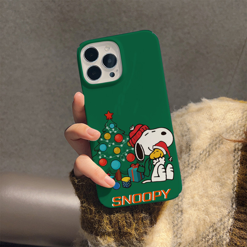 ฟิล์มเคสแข็งสําหรับiphone 16promax 15 14 pro Max 11 13 12 7Plus 8 X XS Max 13Mini 12Miniคริสต์มาสของขวัญSnoopyการพิมพ์
