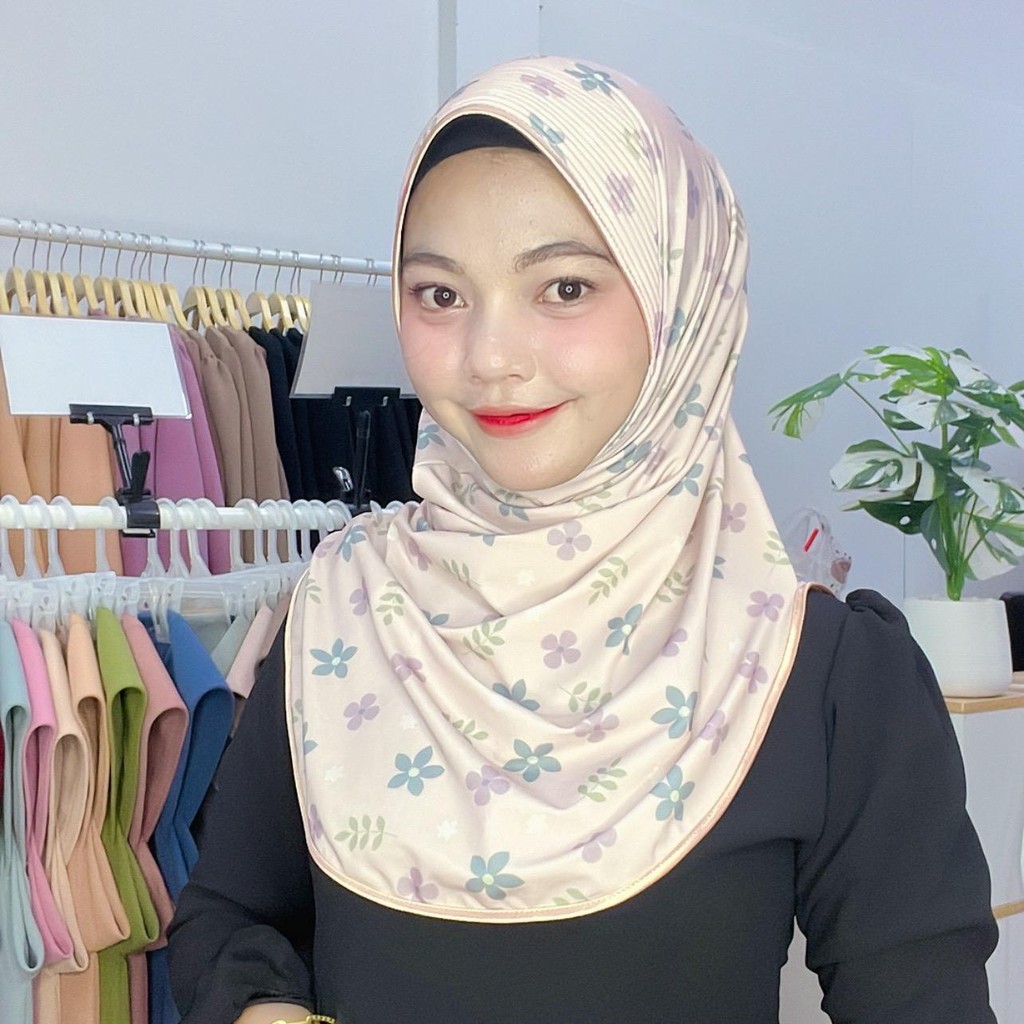 ผ้าคลุมฮีญาบทรงหมุน ลายใหม่ล่าสุด เนื้อผ้า ITY