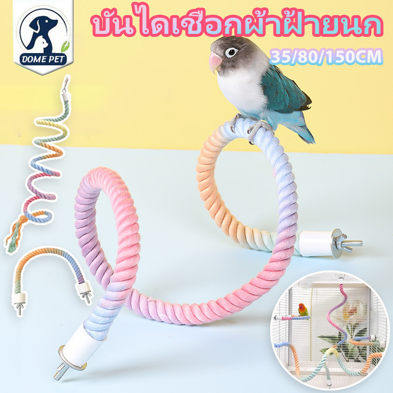 🦜ของเล่นนกแก้ว🪜มีสายเหล็กข้างใน บิดงอตามใจชอบได้ บันไดเชือกผ้าฝ้ายนก ชิงช้าเชือก ของเล่นนก บันไดนก แบบเกลียว
