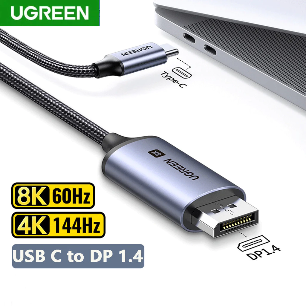 Ugreen UsbC ถึง 8K Displayport1.4 สาย Thunderbolt 3/4 Type-C ถึง DP สายโปรเจคเตอร์สําหรับ Macbook Pro