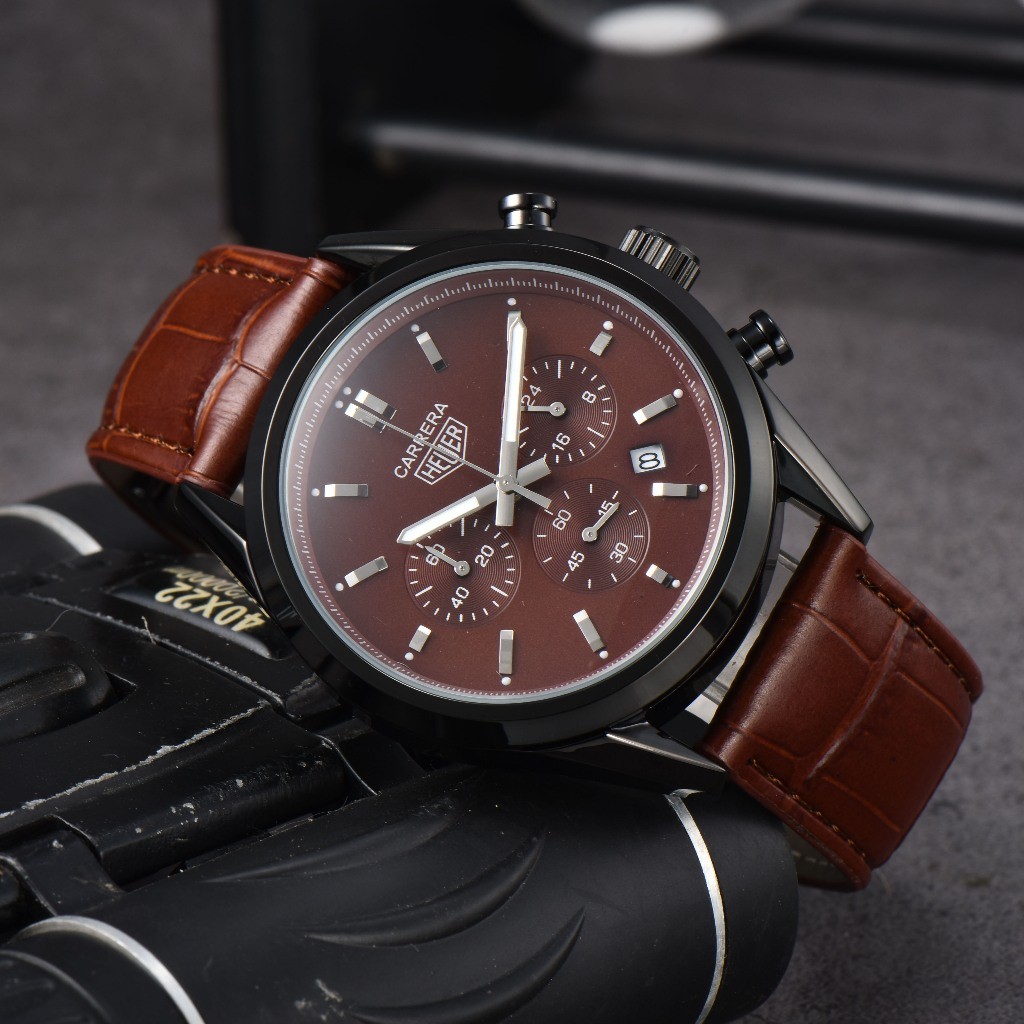 Tag TAG Haoya Fashion Simple Wrist Watch Quartz Movement Leather Strap Mens Watch