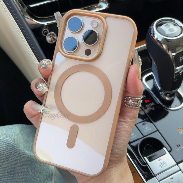 Desert Titanium Goldเคสโทรศัพท์แม่เหล็กสําหรับiPhone 16 15 14 13 12 11 Pro Max XS XR XSMAXอะคริลิคโปร่งใสนุ่มกรณีMatte Anti DropและAnti Slipปกหลัง