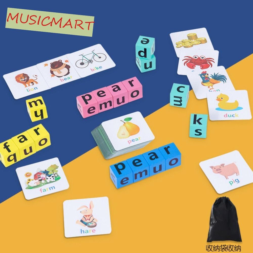 Musicmart ตัวอักษรสะกดเกมเกมเกมปริศนาเด็กของขวัญตัวอักษรการเรียนรู้แฟลชการ์ดเด็กการเรียนรู้การ์ดไม้เกมจับคู่ภาษาอังกฤษคําการ์ด