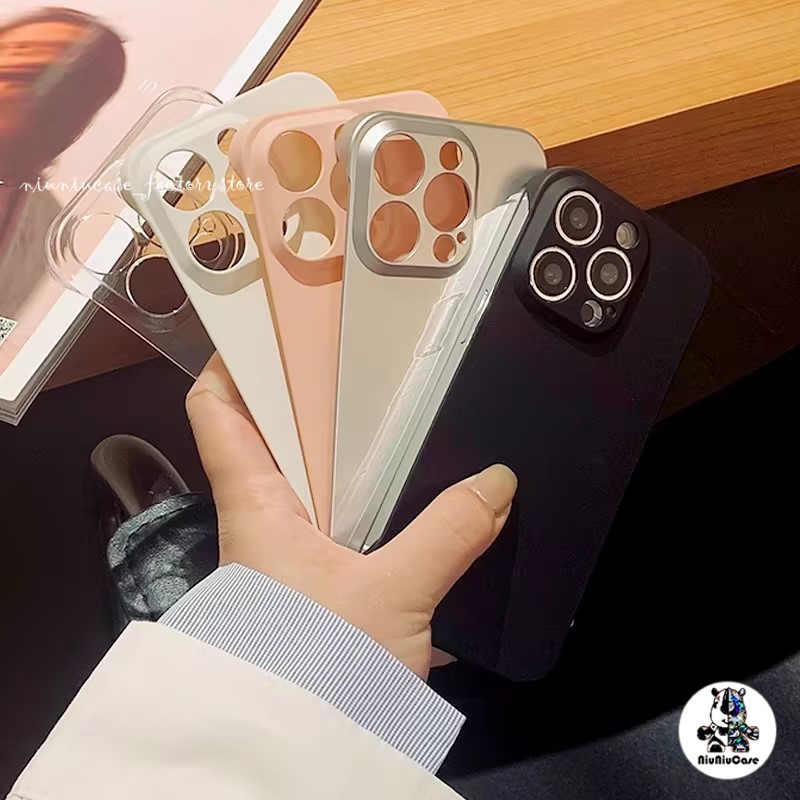 บางใสไร้ขอบสำหรับ เคสไอโฟน11 กรณีโทรศัพท์ For iPhone 11 12 13 14 15 16 Pro Max 14P 15Plus ผู้ถือโลหะ กรณีป้องกันการตก