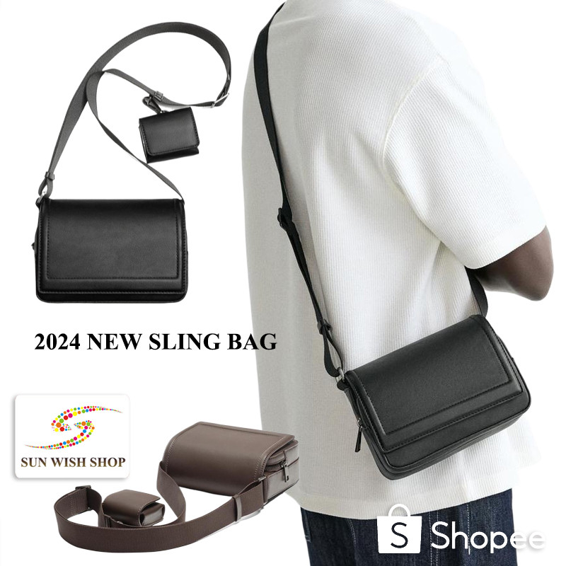 Sunwish SWS-UR10 2024 Baggy Desgin ใหม่เกาหลีแฟชั่นผู้ชายกระเป๋าขนาดเล็กกระเป๋า Key-chain กระเป๋า Man กระเป๋าสะพายสลิงกระเป๋า