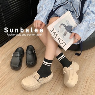 SUNG57 รองเท้าหัวโต รองเท้าแบบสวม แตะเสริมส้น 7 CM สำหรับผู้…