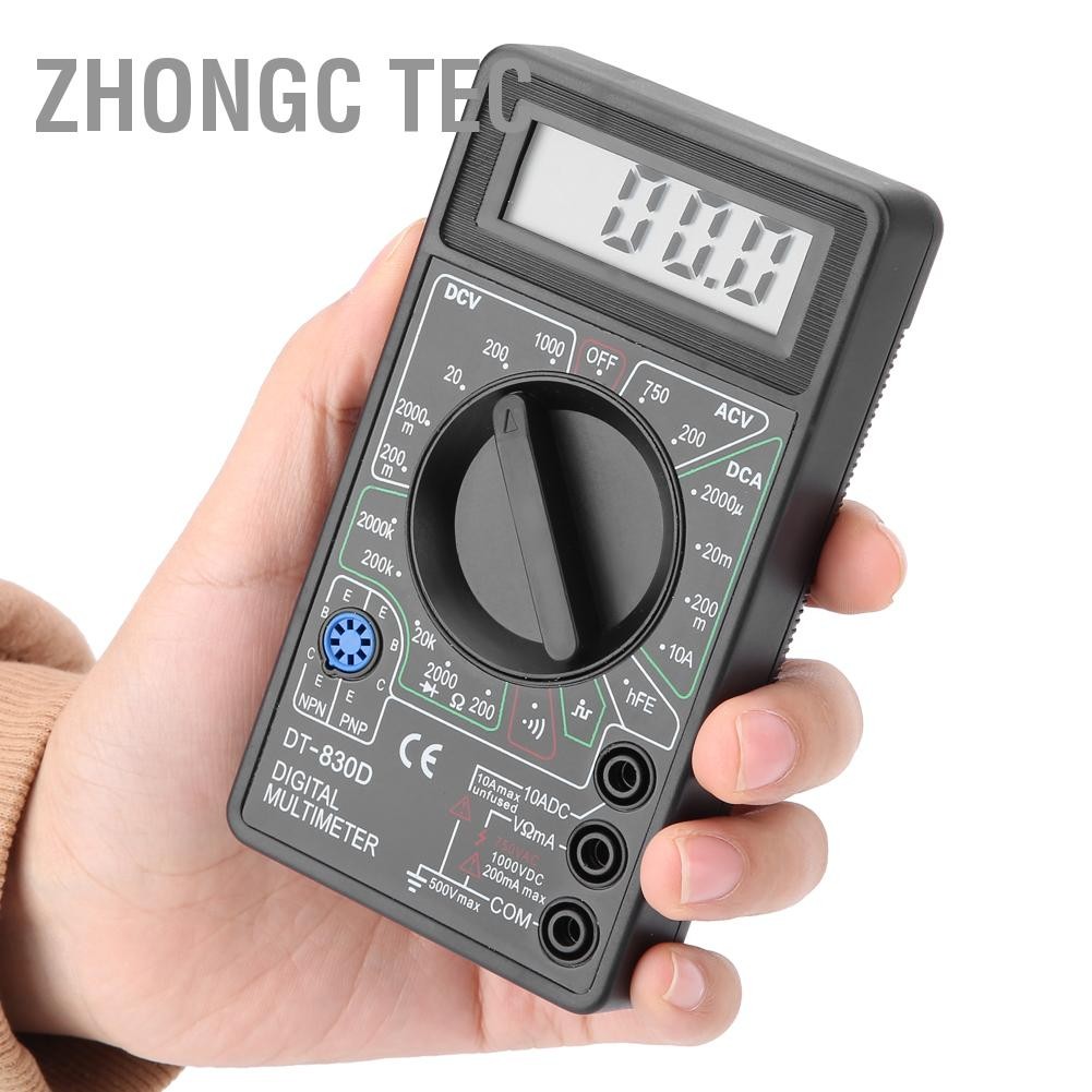 Zhongc Tec DT830D Mini จอแสดงผล LCD มัลติมิเตอร์แบบดิจิตอลโวลต์มิเตอร์แอมป์มิเตอร์ Ohmmeter เครื่องม