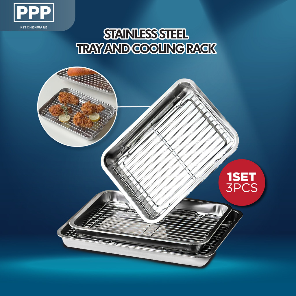 PPP - ถาดทําความเย็นสแตนเลสพร้อมตะแกรงน้ํามันถาดทําความเย็นสแตนเลสพร้อมชั้นวางกรองน้ํามัน