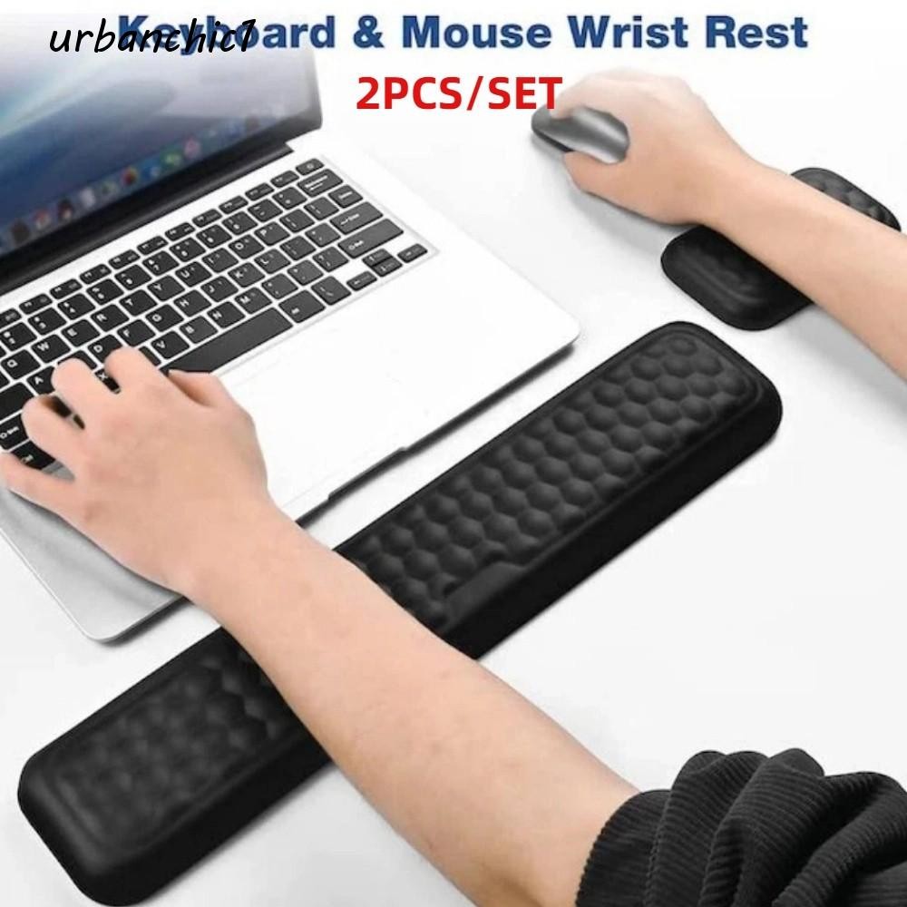 URBANCHIC 2 ชิ้น/เซ็ตเมาส์ข้อมือ Pad, Creative Slow Rebound Ergonomic Mouse Pad, ทนทาน Comfort รังผึ