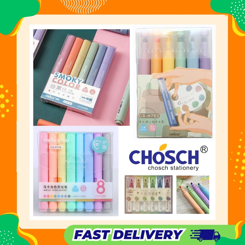 ​Chosch ปากกาไฮไลท์ ปากกาเน้นข้อความ มีหลายโทนสีให้เลือก สีพาสเทล สีสะท้อนแสง ไฮไลท์สีสันสดใส น่ารัก
