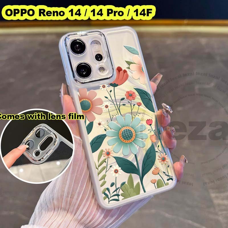 เคสOPPO Reno 14 Pro 14F 5G Reno14 Pro Reno14Pro Reno14F 5G 2025เคส กรณีดอกไม้นุ่มกันกระแทก Clear หรูหราสําหรับสาวผู้หญิง