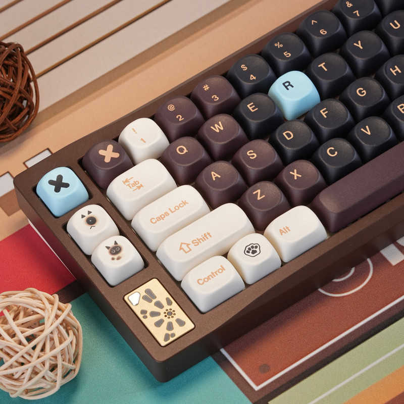 น้ําตาลทรายแดง Bobo Keycaps ไทยภาษาอังกฤษ MOA โปรไฟล์ DYE-SUB น่ารัก Keycaps PBT วัสดุ 120Keys สําหร