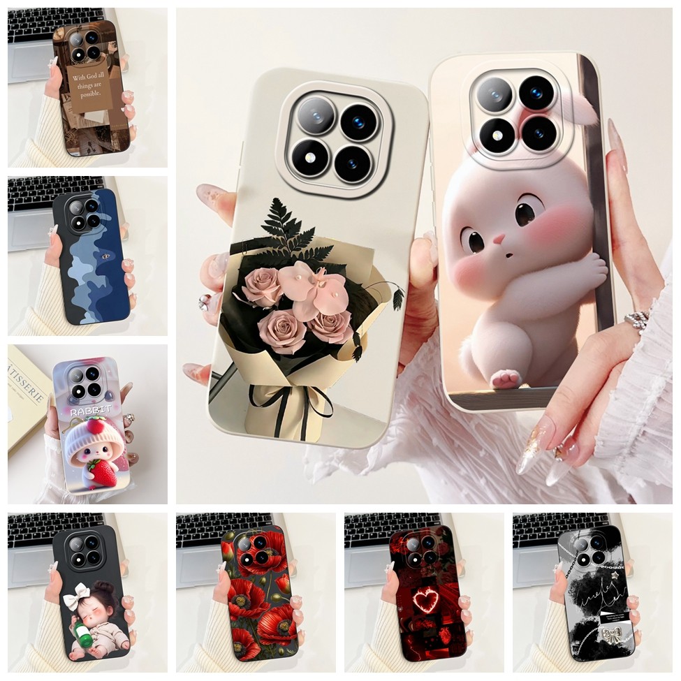 ปลอกสําหรับ Redmi หมายเหตุ 14 Pro + 5G กรณีหรูหราแฟชั่นดอกไม้ Kawaii สาวน่ารักแมวกันกระแทกเคสโทรศัพท
