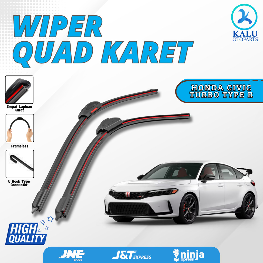 Honda Civic Turbo Type R Quad Blade 4 ที่ปัดน้ําฝนยางไร้กรอบ 1 ชุดซ้ายและขวา
