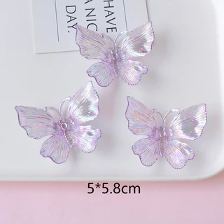 10ชิ้น/แพ็คขนาดใหญ่โปร่งใสที่มีสีสันผีเสื้อเรซิ่นอุปกรณ์เสริม ทําเอง เคสโทรศัพท์กิ๊บทําวัสดุตกแต่ง