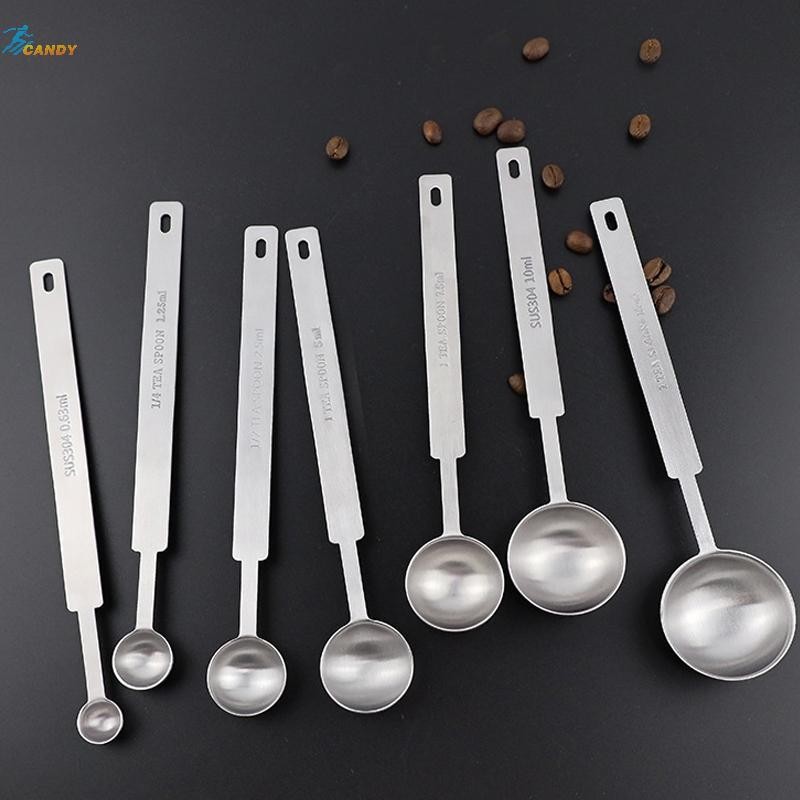 NDY 1/4 ชิ้นกาแฟ Scoops ยาว 304 สแตนเลส Tablespoon Stackable ครัวช้อนตวงเหมาะกับคอนเทนเนอร์กาแฟ N