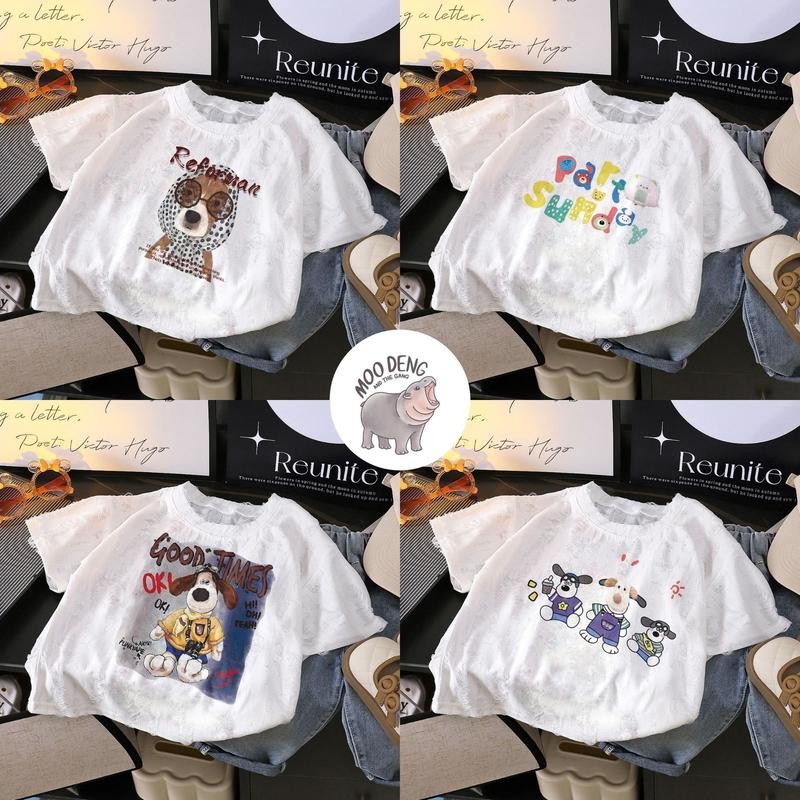 เสื้อสวมหัว ดีไซน์ขาดมีรู ใหม่ ทรงหลวม  สำหรับเด็กชาย ใส่สบาย ลายการ์ตูนทรงหลวม สำหรับลุคลำลอง ลายสวย คมชัด พิมพ์ลาย