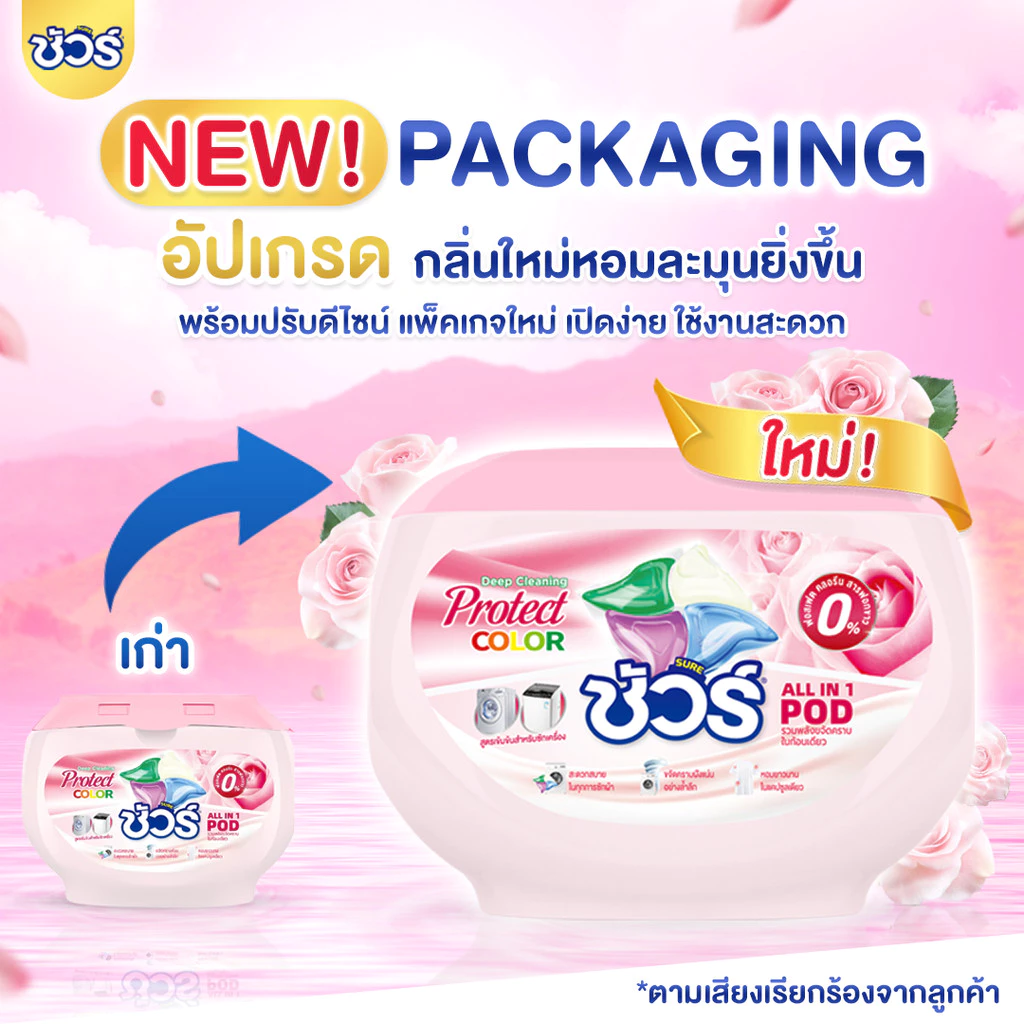 SURE 4in1 เจลบอลซักผ้า ชัวร์ 8X ขจัดคราบฝังแน่น (30ลูก) น้ำยาซักผ้➕น้ำยาฆ่าเชื้อ➕ปรับผ้านุ่ม➕สารป้องกันสีซีดจาง