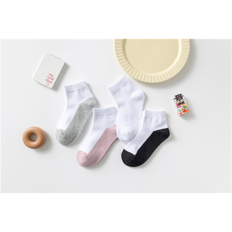 ถุงเท้าเด็ก 5 คู่ ทำจากผ้าฝ้ายแท้ สำหรับฤดูใบไม้ผลิและฤดูใบไม้ร่วง ถุงเท้าสั้น สีดำและสีขาว เหมาะสำหรับนักเรียน - รูปที่ 7