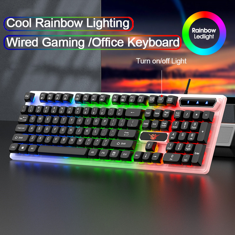 K5 คีย์บอร์ดแบบมีสาย Office Typewriting Keyboard Mechanical Feel Home Gaming Keyboard RGB Cool Lumin