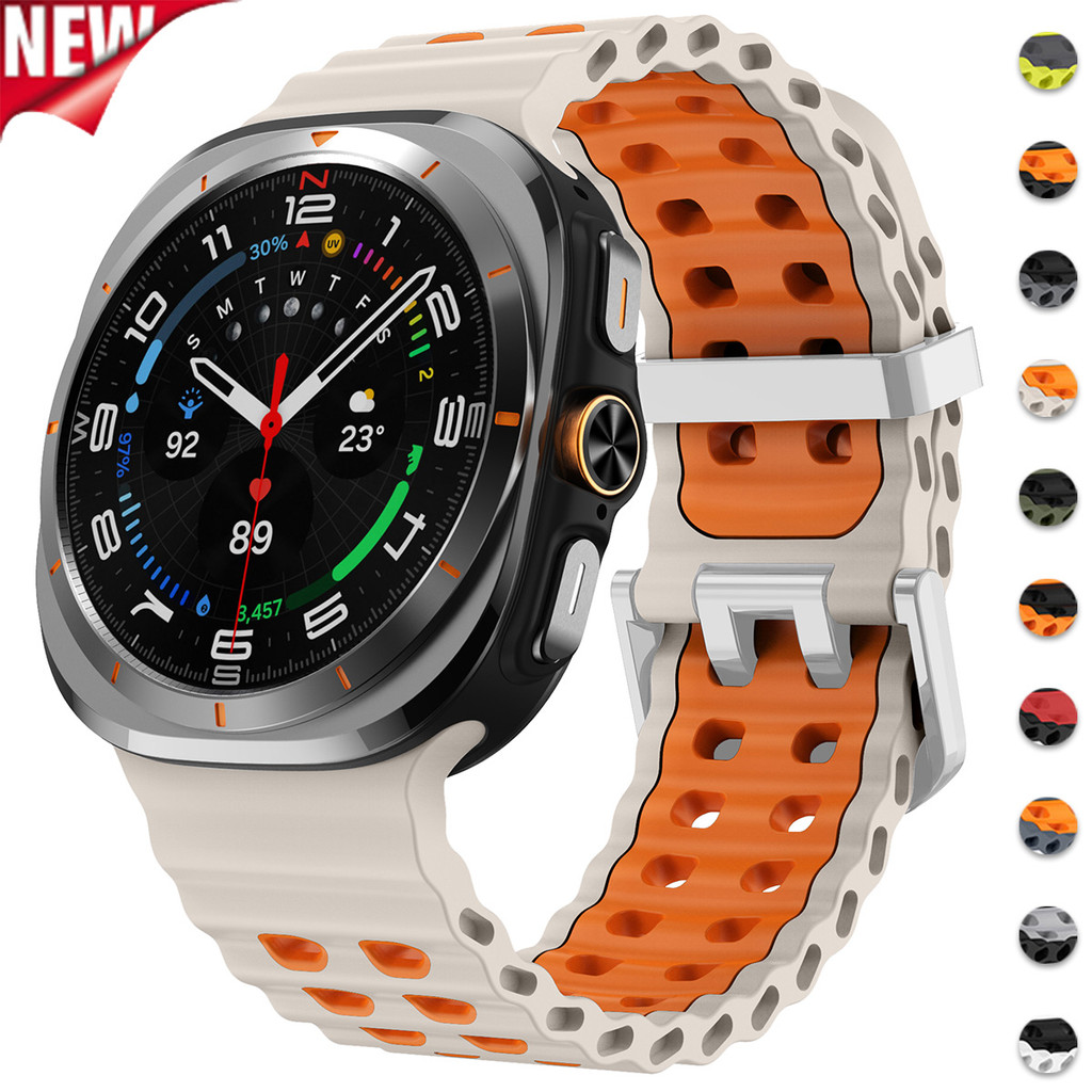 สายซิลิโคนสปอร์ตสองสีสําหรับ Samsung Galaxy Watch Ultra (2025) นาฬิกา 7 Ultra 47mm อุปกรณ์เสริมสายรัด