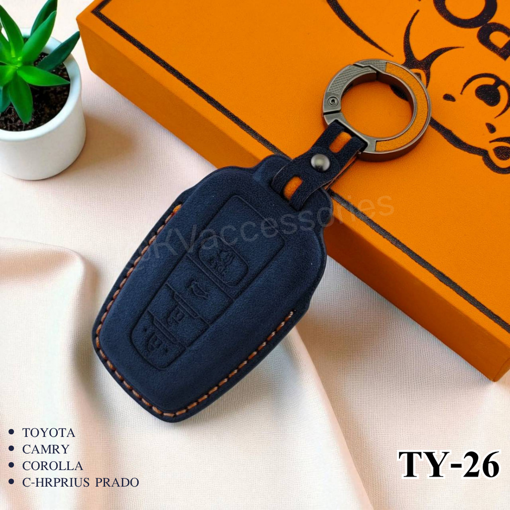 เคสซองหนังกุญแจรถยนต์ ปลอกหุ้มพวงกุญแจ TOYOTA CAMRY COROLLA C-HR PRIUS PRADO หนังกุญแจอัลคันทาร่า (Alcantara)