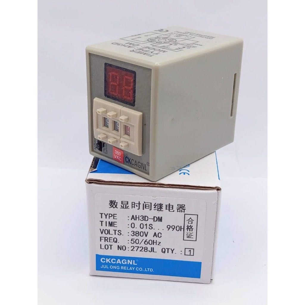 AH3D-DM ไฟ 380v ไทเมอร์ดิจิตอล AH3D-DM  ถ่ายจากงานจริงทางร้าน ( แถมฟรีซ็อกเก็ต )  TIMER ( 0.01 วินาท