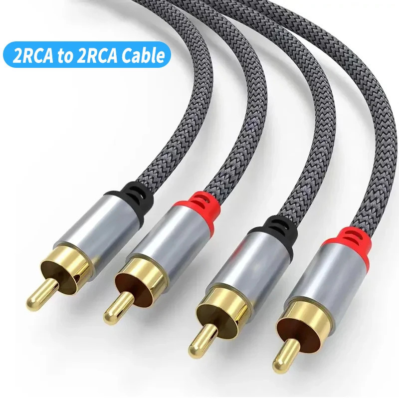 สายสัญญาณเสียง 2RCA ถึง 2RCA สายชุบทองสเตอริโอชายสําหรับโฮมเธียเตอร์