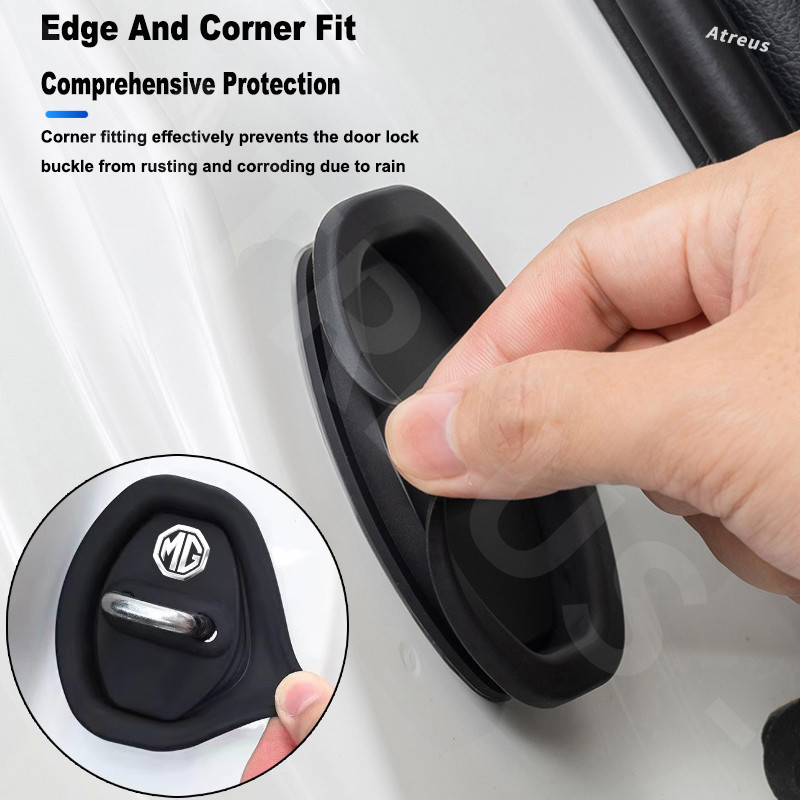 MG ล็อคประตูรถยนต์โช้คอัพแผ่นป้องกันเงียบฝาครอบยาง สําหรับ HS ZS EP MG5 MG3 MG4 EV 3 4 5 6 VS HEV Extender Maxus 9 Mulan - รูปที่ 5