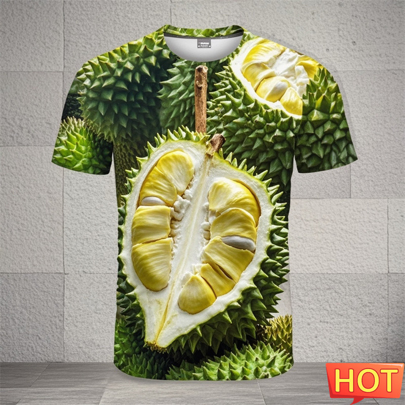 ฤดูร้อน 3D พิมพ์ทุเรียนผลไม้ T เสื้อ Tropical ทุเรียนผลไม้กราฟิกแขนสั้นเด็กตลก Tee เสื้อ Tops เสื้อผ้า