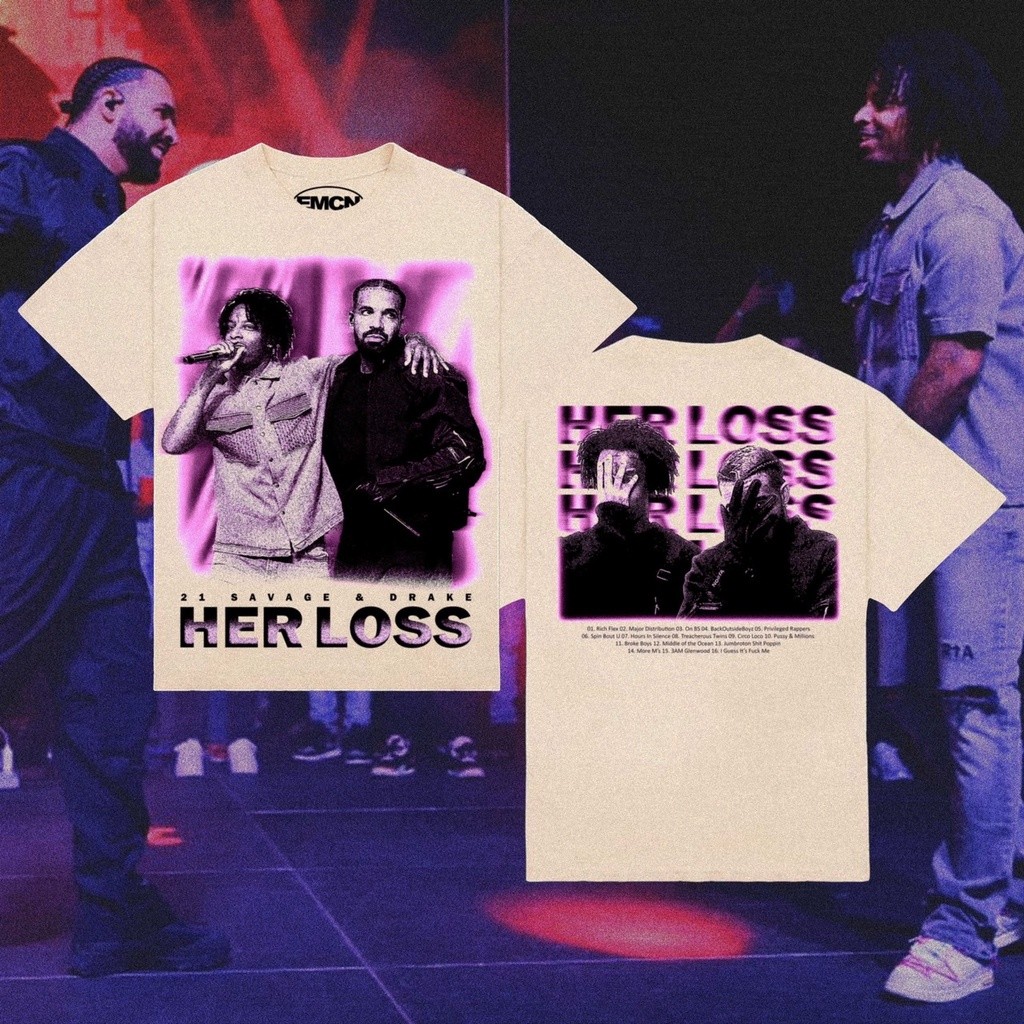 [BS] เสื้อยืดโอเวอร์ไซส์ Drake & 21 Savage "Her Loss"