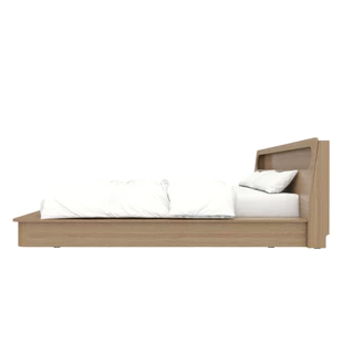 Koncept Furniture เตียง 6 ฟุต พร้อมช่องเก็บของหัวเตียง รุ่น Tomo สีไม้อ่อน (225x236x79 ซม.) แบรนด์ KONCEPT FURNITURE